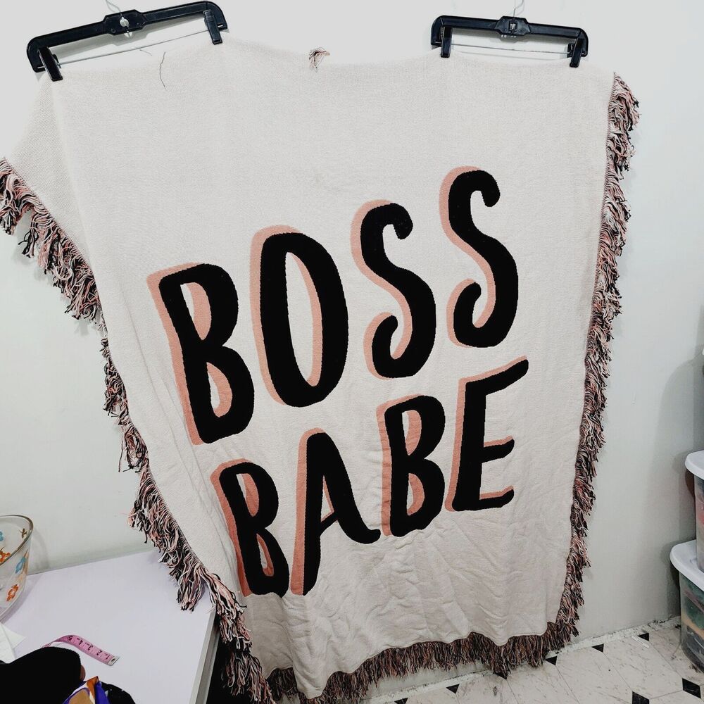 Whim by Martha Stewart Collection 100% Cotton Boss Babe Fringe Throw Multicolor